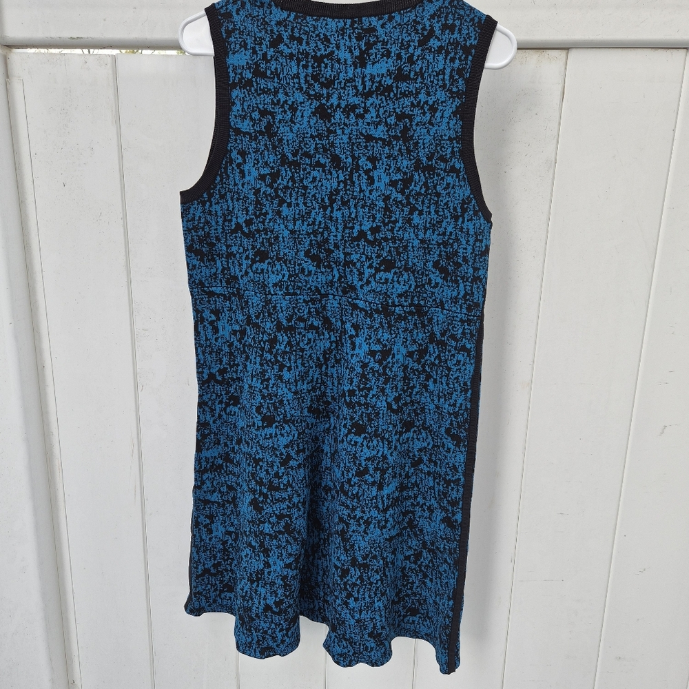 DKNYC Blue Black Abstract Crackle Knit Sleeveless Sheath Dress XL Round Neck - Picture 6 of 7
